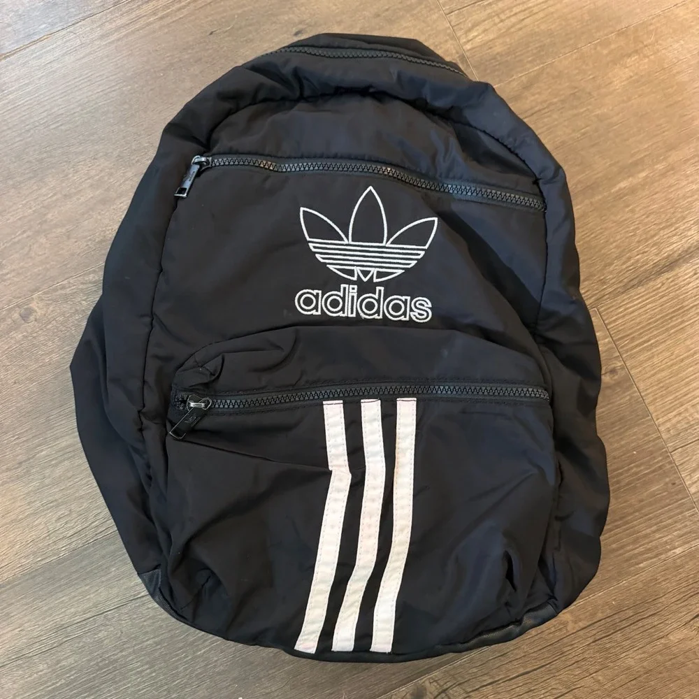 Adidas Originals Backpack Unisex Black White Trefoil 3-Stripe School Bag Gym